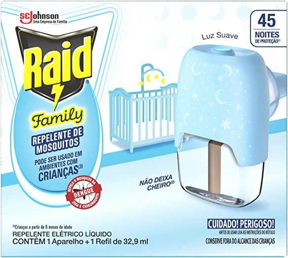 Repelente Eletrico Raid Liquido 45 Noites Family Aparelho