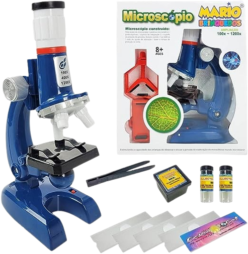 Kit Microscópio Infantil Brinquedo De Cientista Educativo