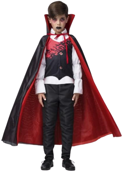 Fantasia Capa Pontuda de Vampiro Vermelho Infantil de Halloween