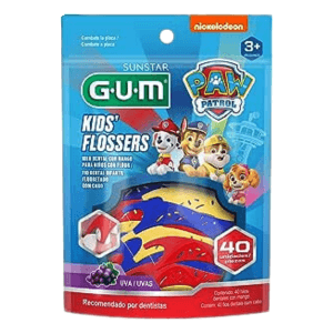 Flosser Gum Patrulha Canina, Fio Dental Infantil Com Haste, Sabor Uva, 40 Unid., Gum, Sortidas